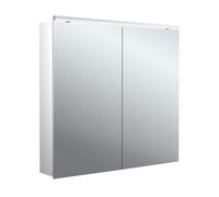 Emco flat 2 Classic armoire à miroir éclairée en saillie 979706503 800x729mm, éclairage supérieur à LED, 2 portes, aluminium