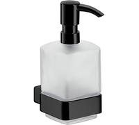Emco Loft 52113301 Distributeur de Savon Liquide (tête de Pompe en Plastique Noir, récipient en Verre Cristal satiné, Hauteur 160 mm, Largeur 70 mm), Normal