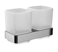 Porte-verre double loft Emco, verre cristal dépoli, modÚle mural, Coloris: chrome - 052500100