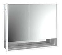 emco loft Armoire de toilette avec éclairage avec compartiment inférieur, 800mm, 2 portes, modèle à encastrer, aluminium/miroir, 979805209, Exécution: porte large à droite