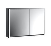 emco loft Armoire de toilette avec éclairage, 1000mm, 2 portes, modèle apparent, noir/miroir, 979813316, Exécution: porte large à gauche