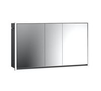 emco loft Armoire de toilette avec éclairage, 1400mm, 3 portes, modèle encastré, 979813325, Couleur: noir/miroir