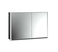 emco loft Armoire de toilette avec éclairage, 1000mm, 2 portes, modèle à encastrer, noir/miroir, 979813317, Exécution: porte large à gauche