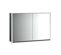 emco loft Armoire de toilette avec éclairage, 1000mm, 2 portes, modèle à encastrer, noir/miroir, 979813313, Exécution: 2 portes