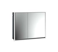 emco loft Armoire de toilette avec éclairage, 800mm, 2 portes, modèle à encastrer, noir/miroir, 979813309, Exécution: porte large à droite
