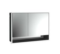 emco loft Armoire de toilette avec éclairage avec compartiment inférieur, 1000mm, 2 portes, modèle à encastrer, noir/miroir, 979813515, Exécution: porte large à droite