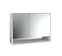 emco loft armoire de toilette lumineuse avec compartiment inférieur, 1000mm, 2 portes, modèle à encastrer, aluminium/blanc, 979806215, Exécution: porte large à droite