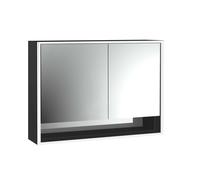 emco loft Armoire de toilette avec éclairage avec compartiment inférieur, 1000mm, 2 portes, modèle apparent, noir/miroir, 979813516, Exécution: porte large à gauche