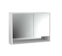 emco loft Armoire de toilette avec éclairage avec compartiment inférieur, 1000mm, 2 portes, modèle apparent, aluminium/blanc, 979806216, Exécution: porte large à gauche