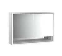 emco loft Armoire de toilette avec éclairage avec compartiment inférieur, 1200 mm, 2 portes, modèle apparent, 979806218, Couleur: aluminium/blanc