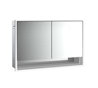 emco loft Armoire de toilette avec éclairage avec compartiment inférieur, 1200mm, 2 portes, modèle à encastrer, 979806219, Couleur: aluminium/blanc