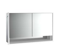 emco loft Armoire de toilette avec éclairage avec compartiment inférieur, 1300mm, 2 portes, modèle à encastrer, 979805221, Couleur: aluminium/miroir