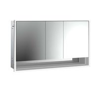 emco loft Armoire de toilette avec éclairage avec compartiment inférieur, 1400mm, 3 portes, modèle à encastrer, 979806225, Couleur: aluminium/blanc
