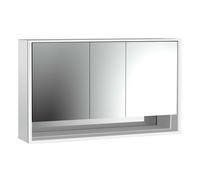 emco loft Armoire de toilette avec éclairage avec compartiment inférieur, 1400mm, 3 portes, modèle apparent, 979806224, Couleur: aluminium/blanc