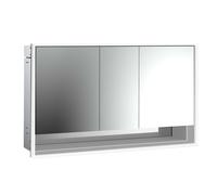 emco loft Armoire de toilette avec éclairage avec compartiment inférieur, 1600mm, 3 portes, modèle à encastrer, 979806223, Couleur: aluminium/blanc