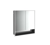 emco loft Armoire de toilette avec éclairage avec compartiment inférieur, 600 mm, modèle à encastrer, noir/miroir, 979813505, Exécution: 2 portes