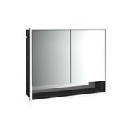 emco loft Armoire de toilette avec éclairage avec compartiment inférieur, 800mm, 2 portes, modèle à encastrer, noir/miroir, 979813507, Exécution: 2 portes