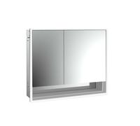 emco loft Armoire de toilette avec éclairage avec compartiment inférieur, 800mm, 2 portes, modèle à encastrer, aluminium/miroir, 979805209, Exécution: porte large à droite