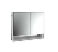 emco loft Armoire de toilette avec éclairage avec compartiment inférieur, 800mm, 2 portes, modèle à encastrer, aluminium/blanc, 979806211, Exécution: porte large à gauche