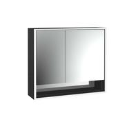 emco loft Armoire de toilette avec éclairage avec compartiment inférieur, 800mm, 2 portes, modèle apparent, noir/miroir, 979813508, Exécution: porte large à droite