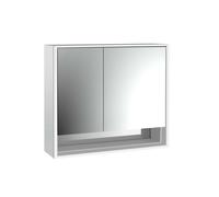 emco loft Armoire de toilette avec éclairage avec compartiment inférieur, 800mm, 2 portes, modèle apparent, aluminium/miroir, 979805208, Exécution: porte large à droite