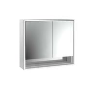 emco loft Armoire de toilette avec éclairage avec compartiment inférieur, 800mm, 2 portes, modèle apparent, aluminium/blanc, 979806210, Exécution: porte large à gauche