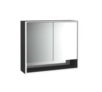 emco loft Armoire de toilette avec éclairage avec compartiment inférieur, 800mm, 2 portes, modèle apparent, noir/miroir, 979813506, Exécution: 2 portes