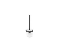 EMCO Loft Ensemble Brosse WC avec Support et poignée en Aluminium et récipient en Verre Cristal, Brosse WC pour Montage Mural, Noir Mat satiné