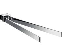 emco LOFT Porte-Serviettes à Deux Bras pour Montage Mural, Porte-Serviettes pivotant en Aluminium, Barre Porte-Serviettes de Haute qualité pour Deux Serviettes, Chrome