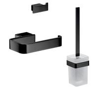 emco loft WC-Set, Ensemble Brosse, Porte-Papier, Crochet Double, Noir, 059813300