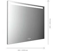 Emco MI 210+ miroir lumineux LED, dÃ©coupe horizontale en haut, panneau de commande tactile, largeur : 2000mm, A1032000, ExÃ©cution: Hauteur : 1000mm - 103200010000300