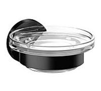 Emco Porte-savon rond 433013300 noir, bol en verre cristal clair, in Halter