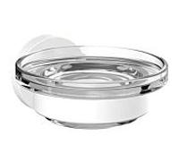 Porte-savon rond emco, plat en verre cristal, 433013900, Couleur: blanc