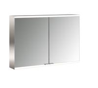 emco prime 2 Armoire de toilette avec éclairage, 1000 mm, 2 portes, avec parois latérales réfléchissantes, modèle apparent, 949706345, Couleur: aluminium/blanc