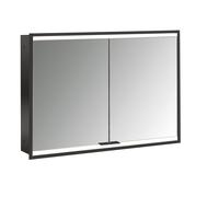 Emco prime 2 Facelift armoire de toilette lumineuse, 1000 mm, 2 portes, modÃšle encastrÃ©, 9497, Coloris: noir/miroir - 949713555