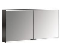 emco prime 2 Armoire de toilette avec éclairage, 1300 mm, 2 portes, avec parois latérales réfléchissantes, modèle apparent, 949713547, Couleur: noir/miroir
