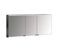 emco prime 2 Armoire de toilette avec éclairage, 1400 mm, 3 portes, avec parois latérales réfléchissantes, modèle apparent, 949713549, Couleur: noir/miroir