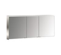 emco prime 2 Armoire de toilette avec éclairage, 1400 mm, 3 portes, avec parois latérales réfléchissantes, modèle apparent, 949706349, Couleur: aluminium/blanc