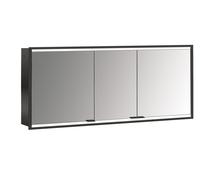 Emco prime armoire à miroir éclairée à encastrer 949713558 1600x730mm, 3 portes, noir/miroir