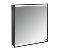 emco prime 2 Armoire de toilette avec éclairage, 600 mm, 1 porte, charnières à gauche, modèle encastré, 949713531, Couleur: noir/miroir