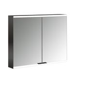 Emco prime 2 Facelift Armoire à glace éclairée, 800 mm, 2 portes, avec parois latérales réfléchissantes, modÚle apparent, 9497, Coloris: noir/miroir - 949713524