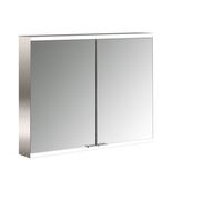emco prime 2 Armoire de toilette avec éclairage, 800 mm, 2 portes, avec parois latérales réfléchissantes, modèle apparent, 949706324, Couleur: aluminium/blanc