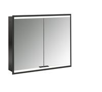 emco prime 2 Armoire de toilette avec éclairage, 800 mm, 2 portes, modèle encastré, 949713534, Couleur: noir/miroir