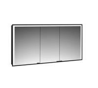 emco prime 3 armoire de toilette, 1400mm, 3 portes, modèle encastré, 949714407, Couleur: noir/miroir