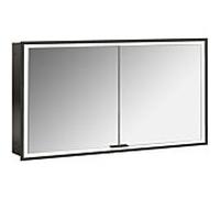 emco prime Armoire de toilette avec éclairage, 1300 mm, 2 portes, modèle encastré, 949713595, Couleur: noir/miroir