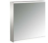 emco prime 2 Armoire de toilette avec éclairage, 600mm, 1 porte, charnières à droite, avec parois latérales en miroir, modèle apparent, 949706222, Couleur: aluminium/miroir