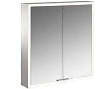 Emco prime armoire à miroir éclairée en saillie 949706361 600x700mm, 2 portes, aluminium/blanc