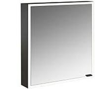 Emco prime armoire à miroir éclairée en saillie 949713559 600x700mm, porte 2000 , charnières à gauche, noir/miroir