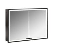 emco prime Armoire de toilette avec éclairage, 1000 mm, 2 portes, modèle encastré, 949713593, Couleur: noir/miroir
