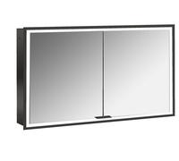 emco prime Armoire de toilette avec éclairage, 1200 mm, 2 portes, modèle encastré, 949713594, Couleur: noir/miroir